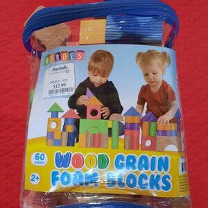 VERDES Wood Grain Foam Building Blocks 100 Piece Plus Set Fun Colors Children 3+